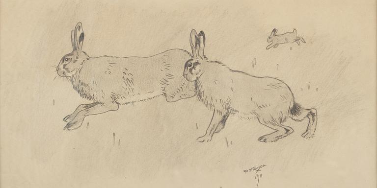 Axel Fridell, pencil drawing, signed and dated 1911.