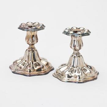 Candlesticks, silver, a pair, C. G. Hallberg, Stockholm, 1946.