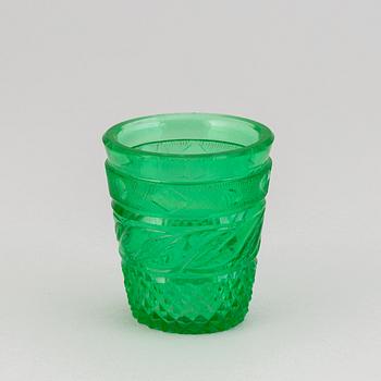 A green tinted cut vodka glass, Russia, Imperial glass manufactory, St Petersburg, 19th Century.