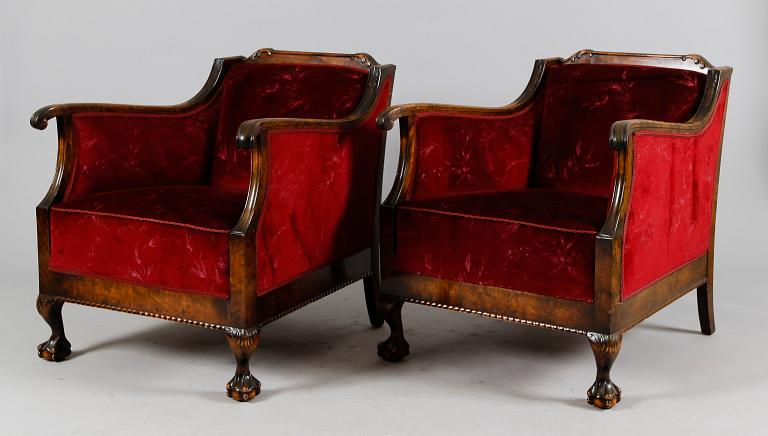 FÅTÖLJER, 1 par, 1900-talets första hälft.