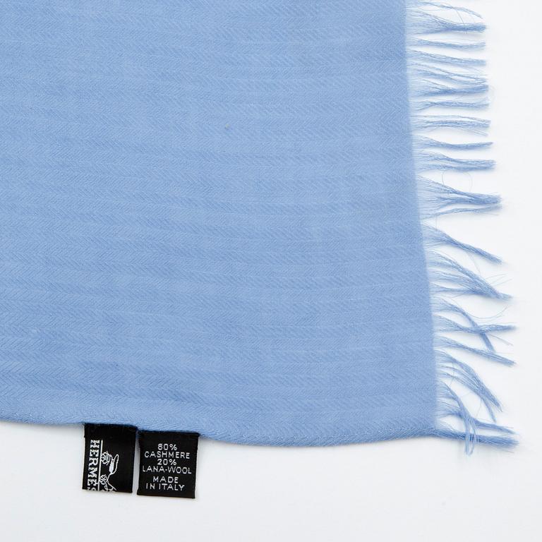 HERMÈS, a lavender blue cashmere and wool shawl.
