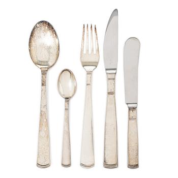 Jacob Ängman, 17 pieces of a 'Rosemholm' silver fatware set, GAB, Stockholm & Eskilstuna, Sweden, 1962-78.
