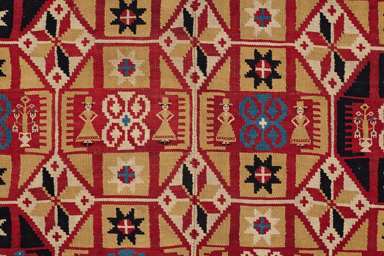 A BEDCOVER, flat weave,  ca 190,5-193 x 115-116 cm, Scania first half of the 19th century,