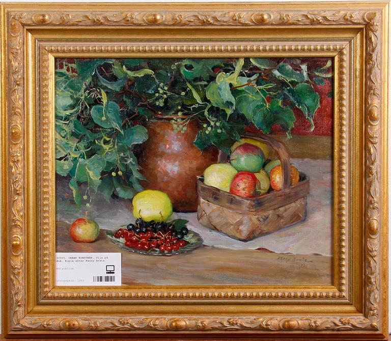 OKÄND KONSTNÄR. Olja på duk. Kopia efter Fanny Brate.