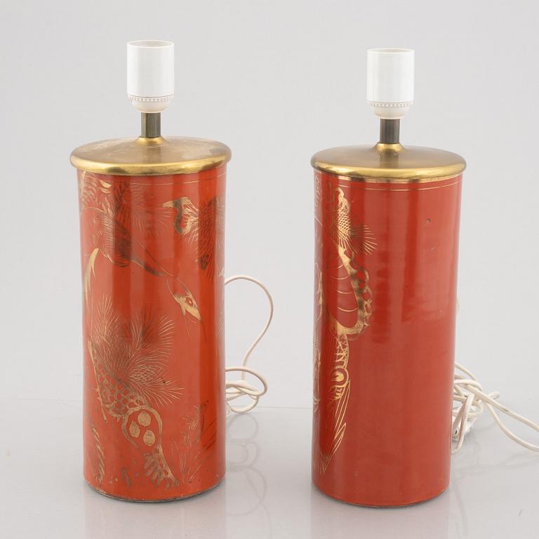 A pair of Chinese porcelain table lamps, 20th Century.