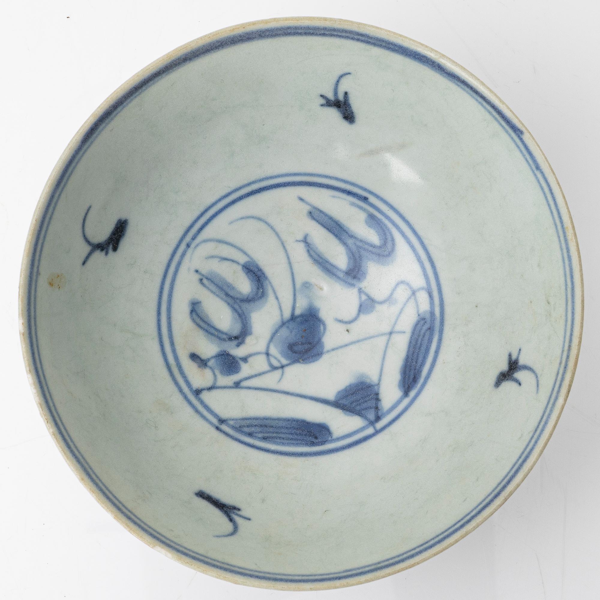 Skål, porslin, "Hatcher cargo", Transition, 1600-tal.