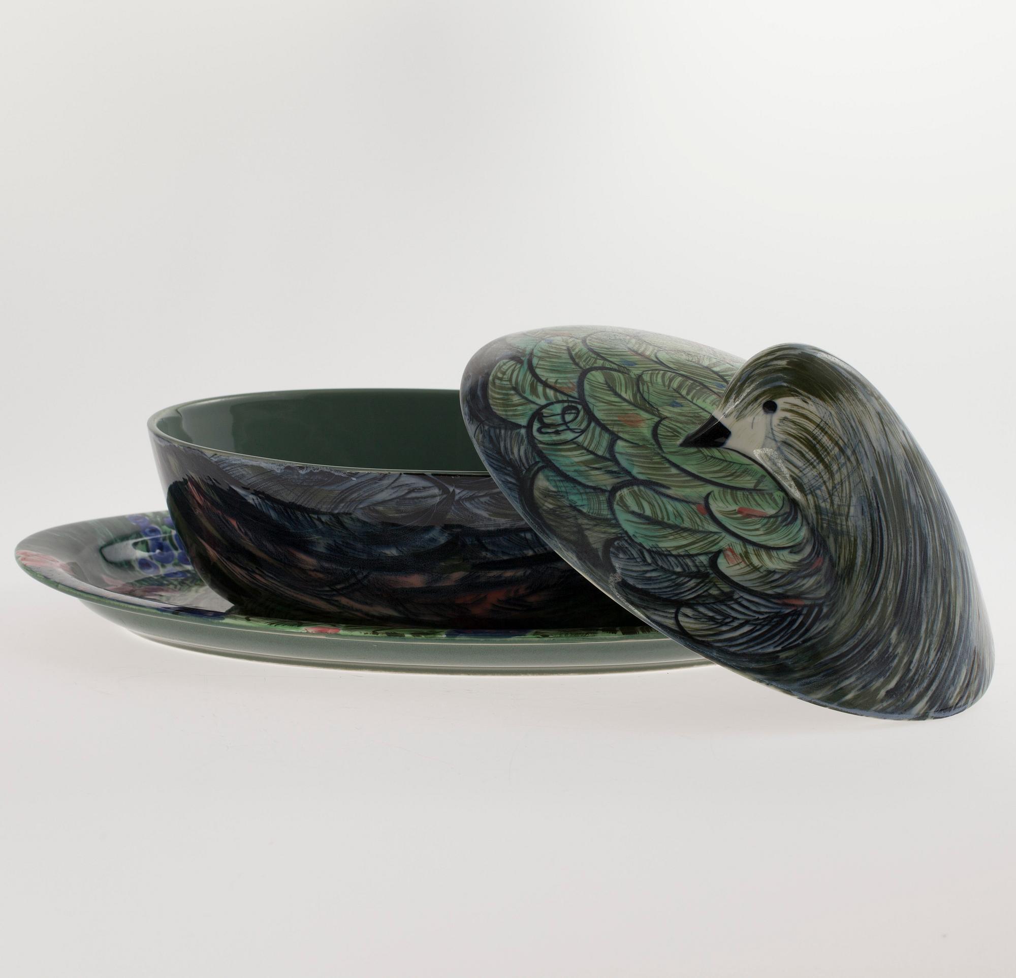 KAROTT samt SERVERINGSFAT, porslin, design Dorrit von Fieandt, signerade, Arabia/Finland.