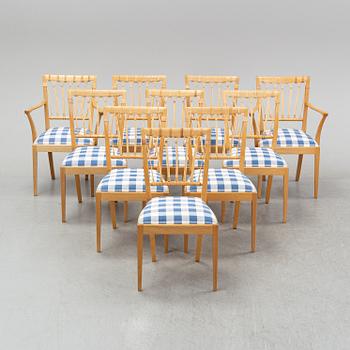 Eight chairs and two armchairs, model 1165, designed by Josef Frank in 1946-47 for Firma Svenskt Tenn.