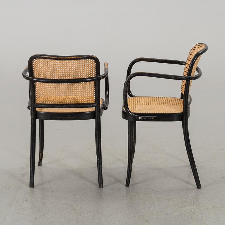 A PAIR OF THONET STYLE ARMCHAIRS.