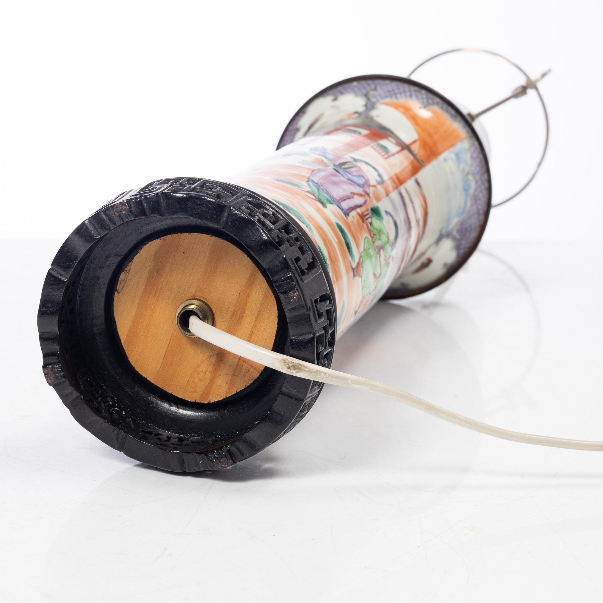 A famille rose vase/table lamp, Qing dynasty, 18th century.