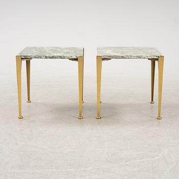 A pair of model 764 brass and marble side tables by Josef Frank for Firma Svenskt Tenn.