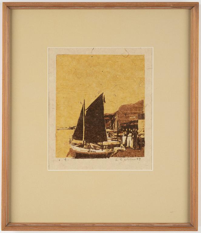 Lars Lerin, wood cut, 1994, signed.