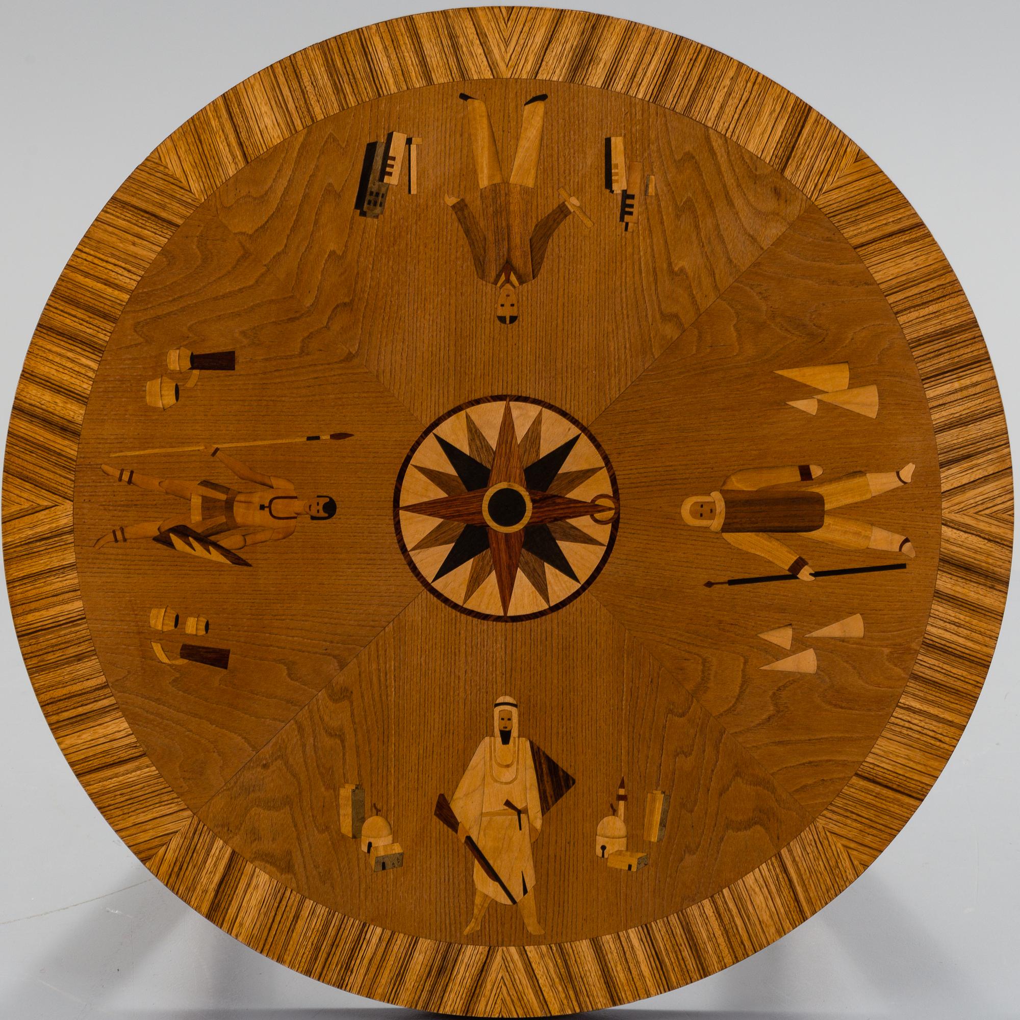 BORD, troligen Birger Ekman, Mjölby Intarsia, 1930-tal.