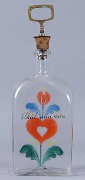 BRÄNNVINSFLASKA, glas, 1800-talets slut.