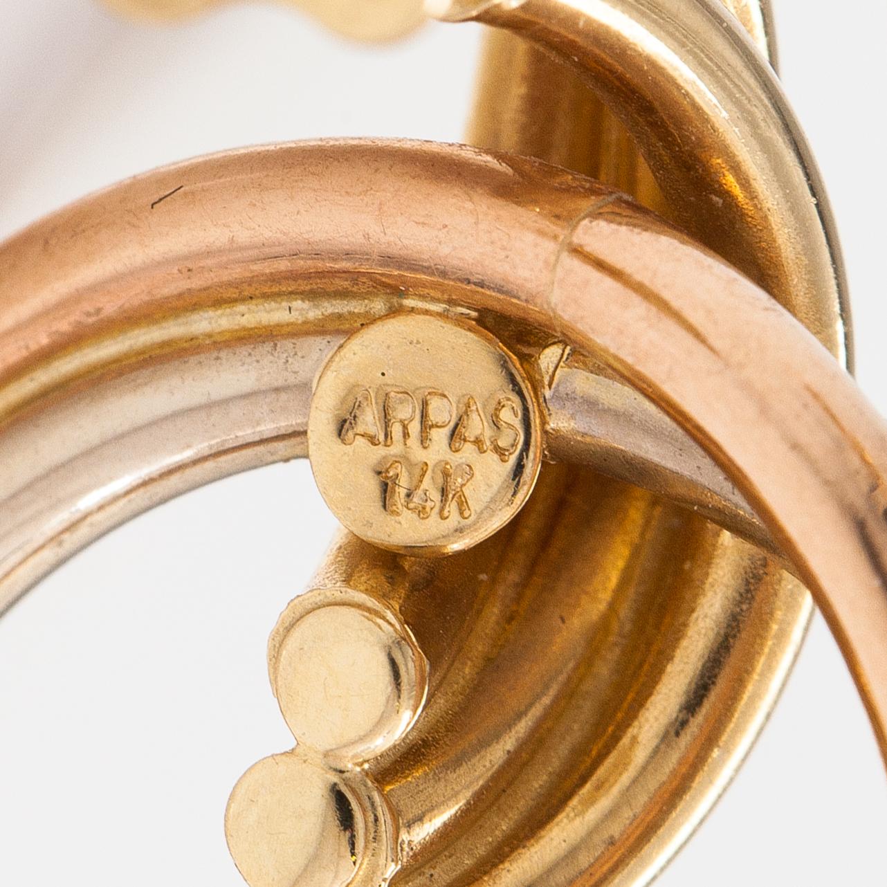 Korvakorupari, 14K kultaa. Merkitty Arpos.