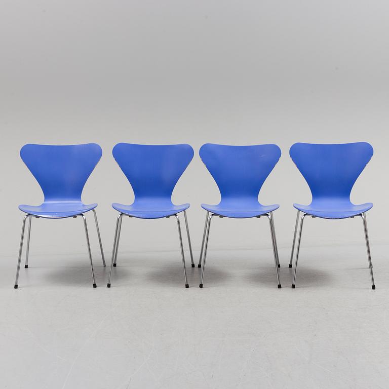 A set of four 1980s Arne Jacobsen "Sjuan" from Fritz Hansen.