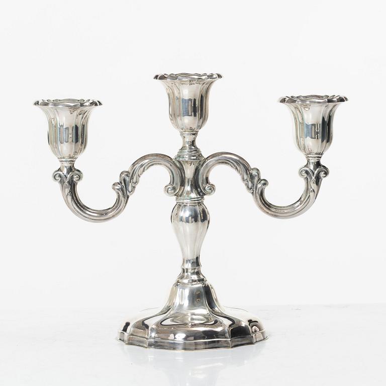 A pair of silver candelabra, Norway, mid-20th Century.