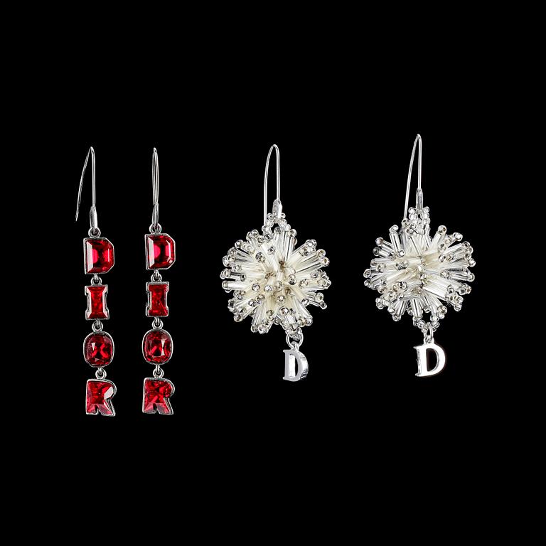 Two pair of earrings by Christian Dior.