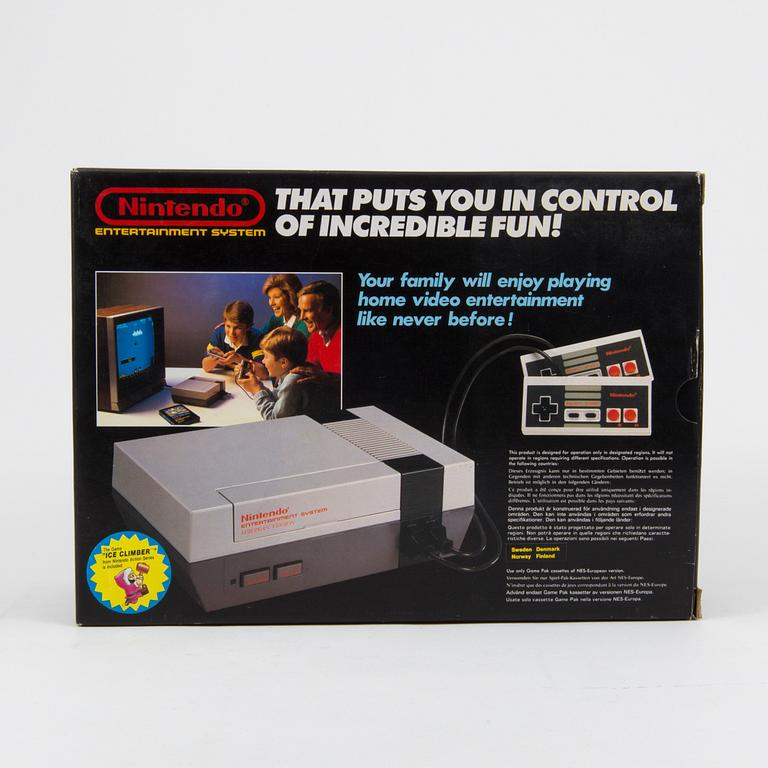 A Nintendo 8-bit console box, 1980s.