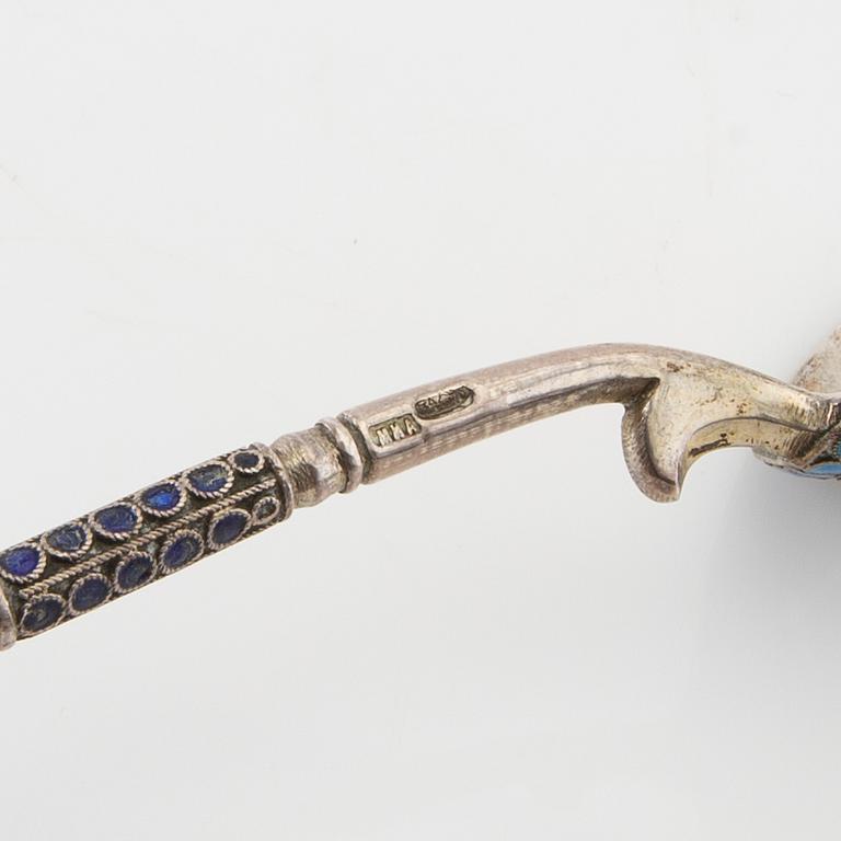 Spoons 2 pcs Russia silver and enamel 1908-26.