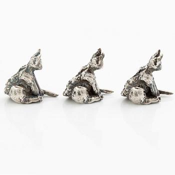 PA Lundahl-Terrs, figurines/pendants, eleven pieces, silver, in the form of animals.