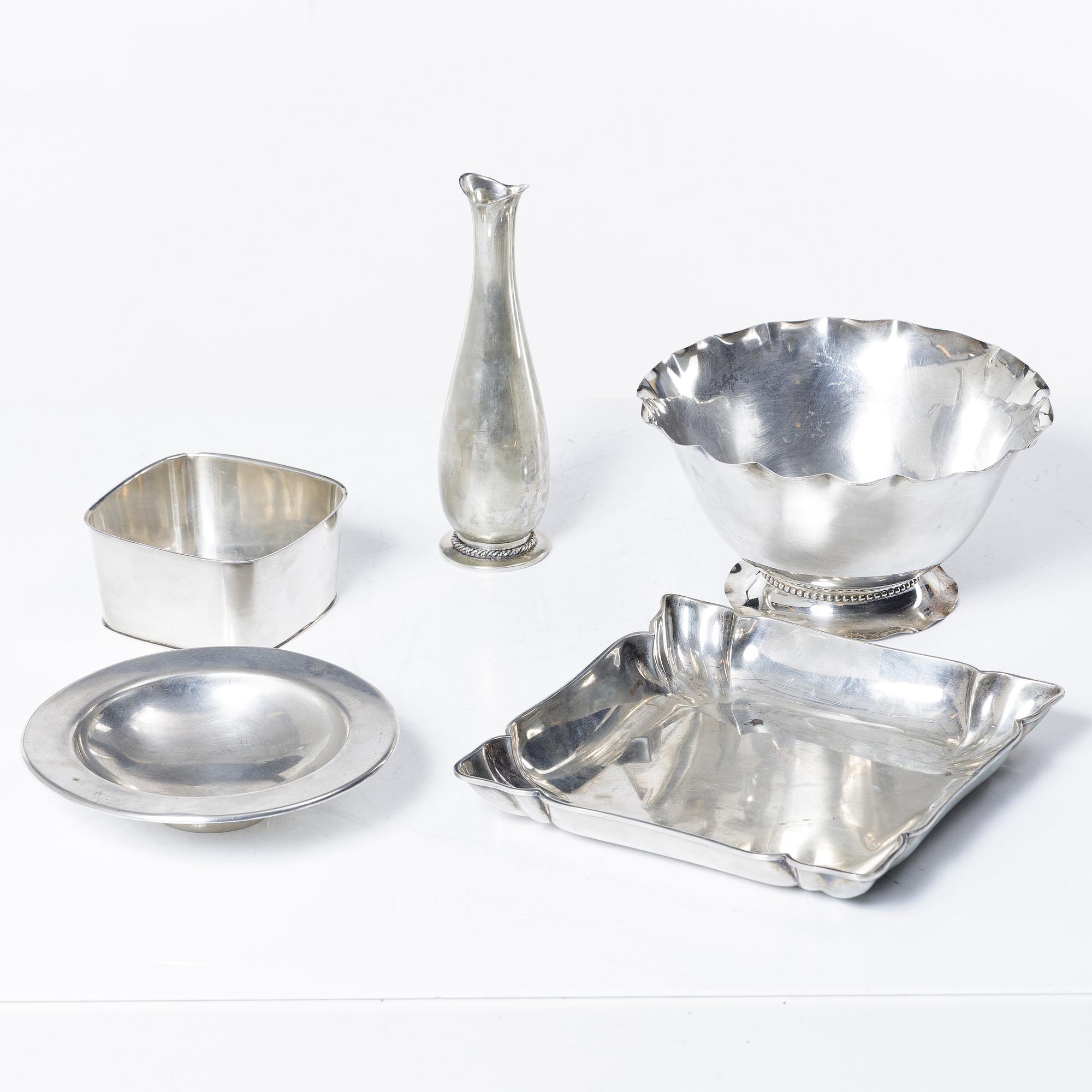 5 pieces of silver goods, including CG Hallberg, 20th century.