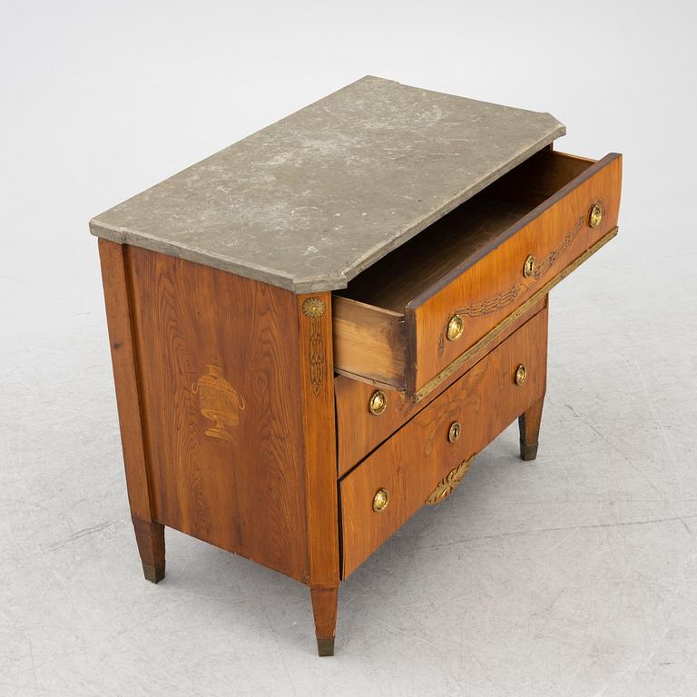 A Gustavian marquetry and gilt-brass mounted commode, late 18th century.