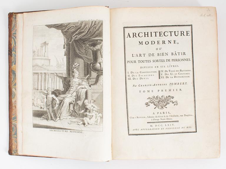 Architecture moderne (1764), with 154 engraved plates (2 vol).