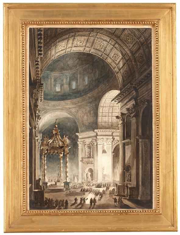 Louis Jean Desprez, "Illumination de la croix de Saint-Pierre à Rome" (Det brinnande fastlagskorset i Peterskyrkan).