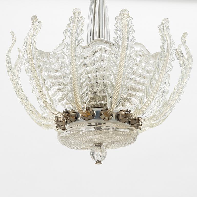 Carl Fagerlund, a glass ceiling lamp, Orrefors, 1940s.