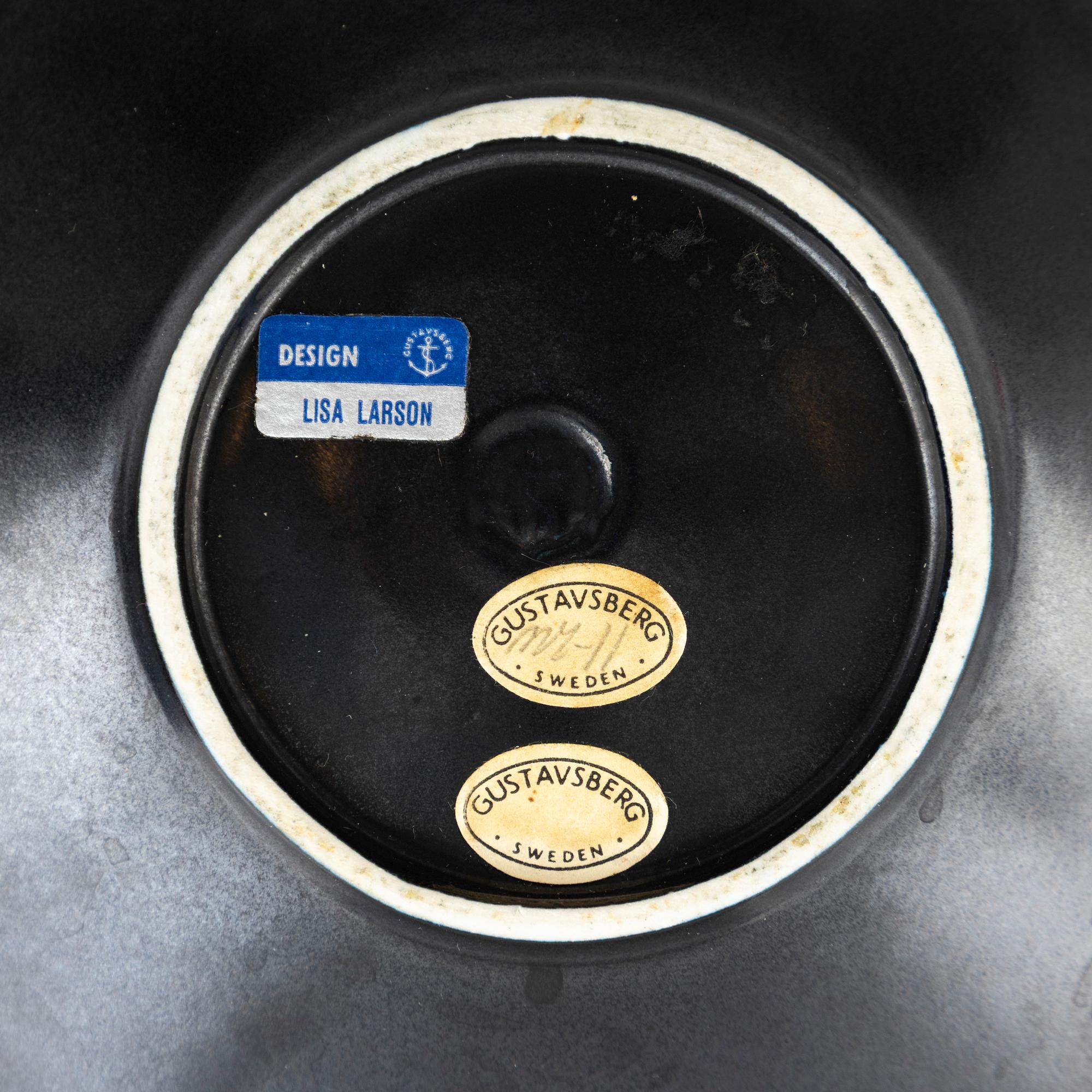 Lisa Larson, vaser, 4 st och fat, 2 st, stengods, ur serien "Varieté", Gustavsberg.