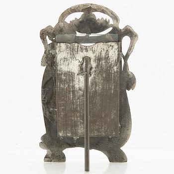 Fotoram, brevöppnare och sigill Jugend tidigt 1900-tal tenn och nysilver.