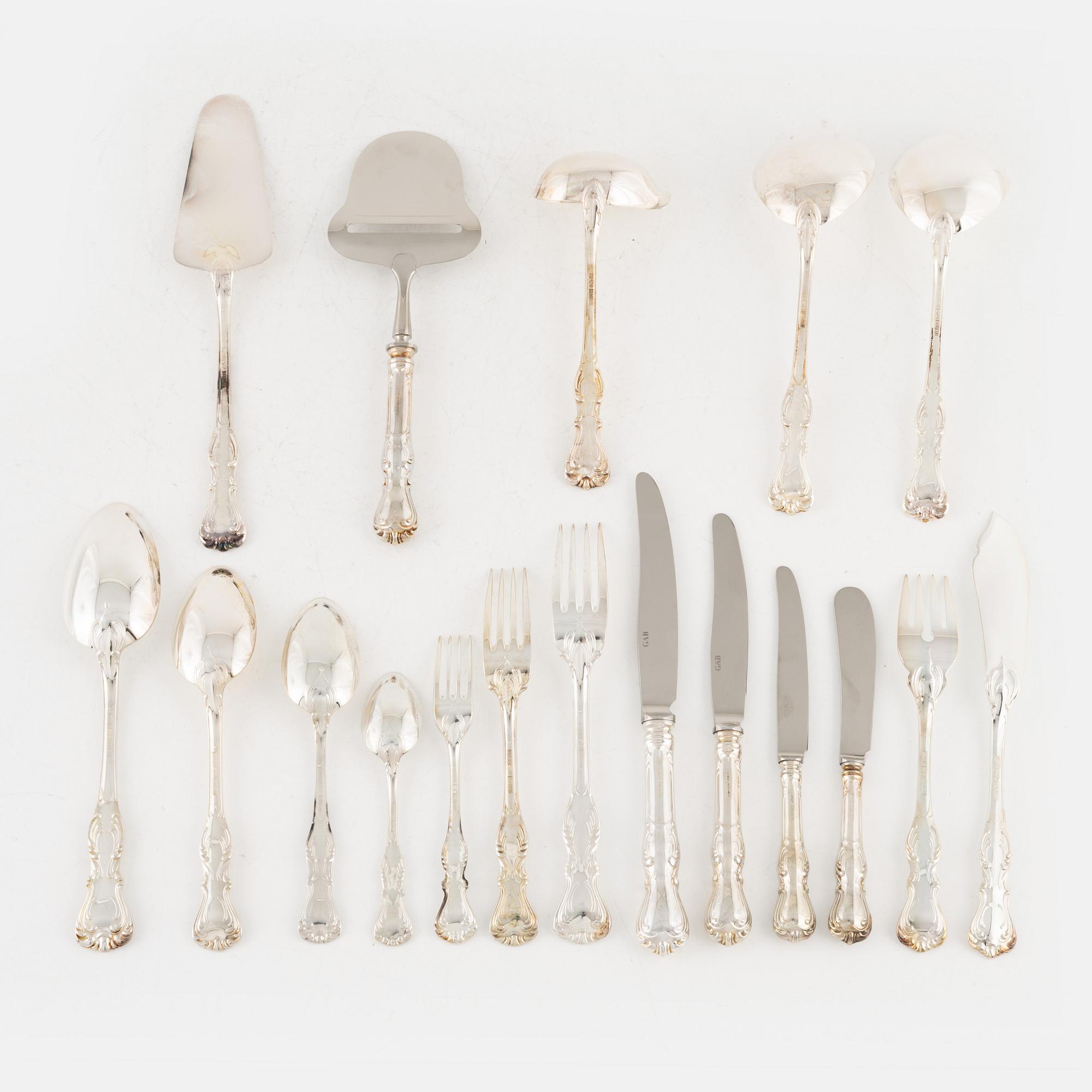 Besticksuppsättning, silver, 154 delar, "Prins Albert", GAB, Eskilstuna, 1999-2000.