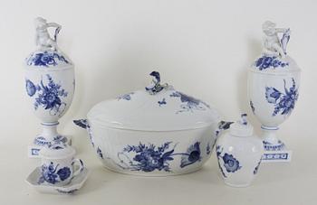 PARTI PORSLIN, 5 delar, Blå Blomst, Royal Copenhagen.
