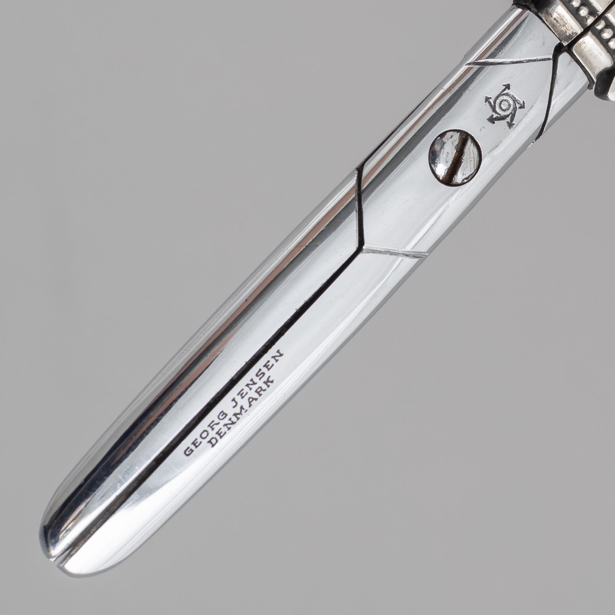 Johan Rohde, 'Acanthus' sterling silver grape scissors, Georg Jensen, Denmark, after 1945.