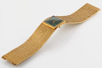 ARMBANDSUR, 14K guld samt malakit, total vikt 71g.