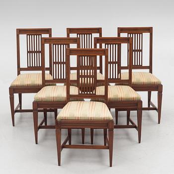 Six lat Gustavian chairs by Carl Johan Wadström, Stockholm (1758-1816, mästare 1788).