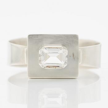 Silver bracelet with faceted rock crystal, Gussi, Malmö 1965.