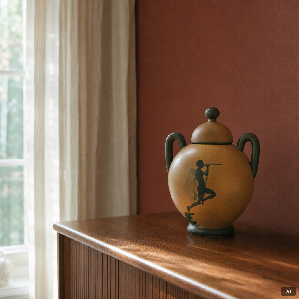 Åke Holm, urn with lid, Höganäs.