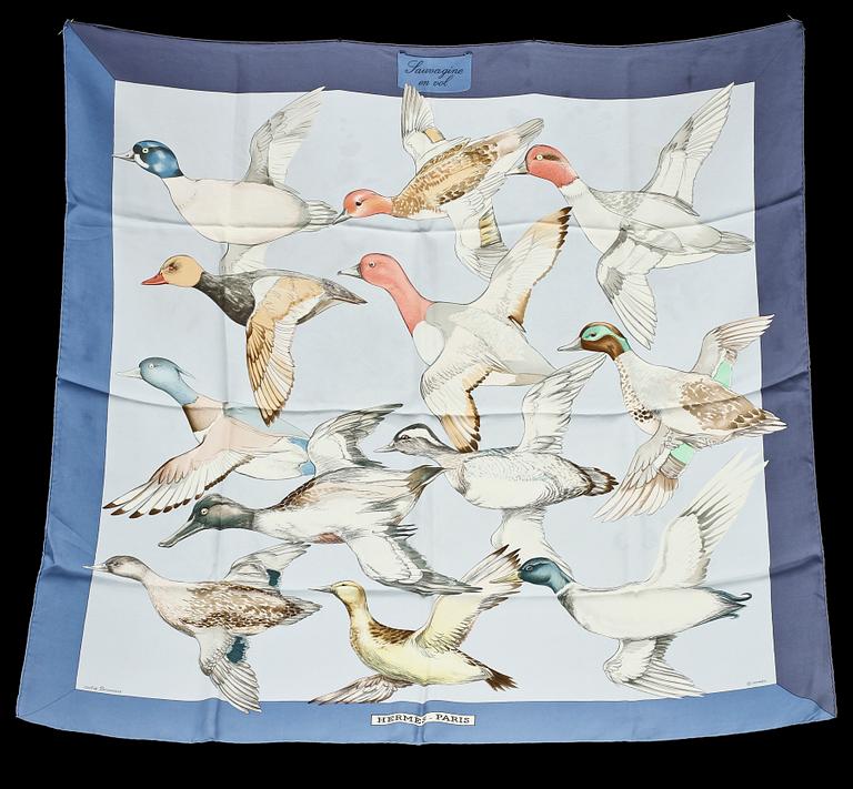 SCARF, siden, "Sauvagine de Vol", design Carl de Percevaux, Hermès, Paris.