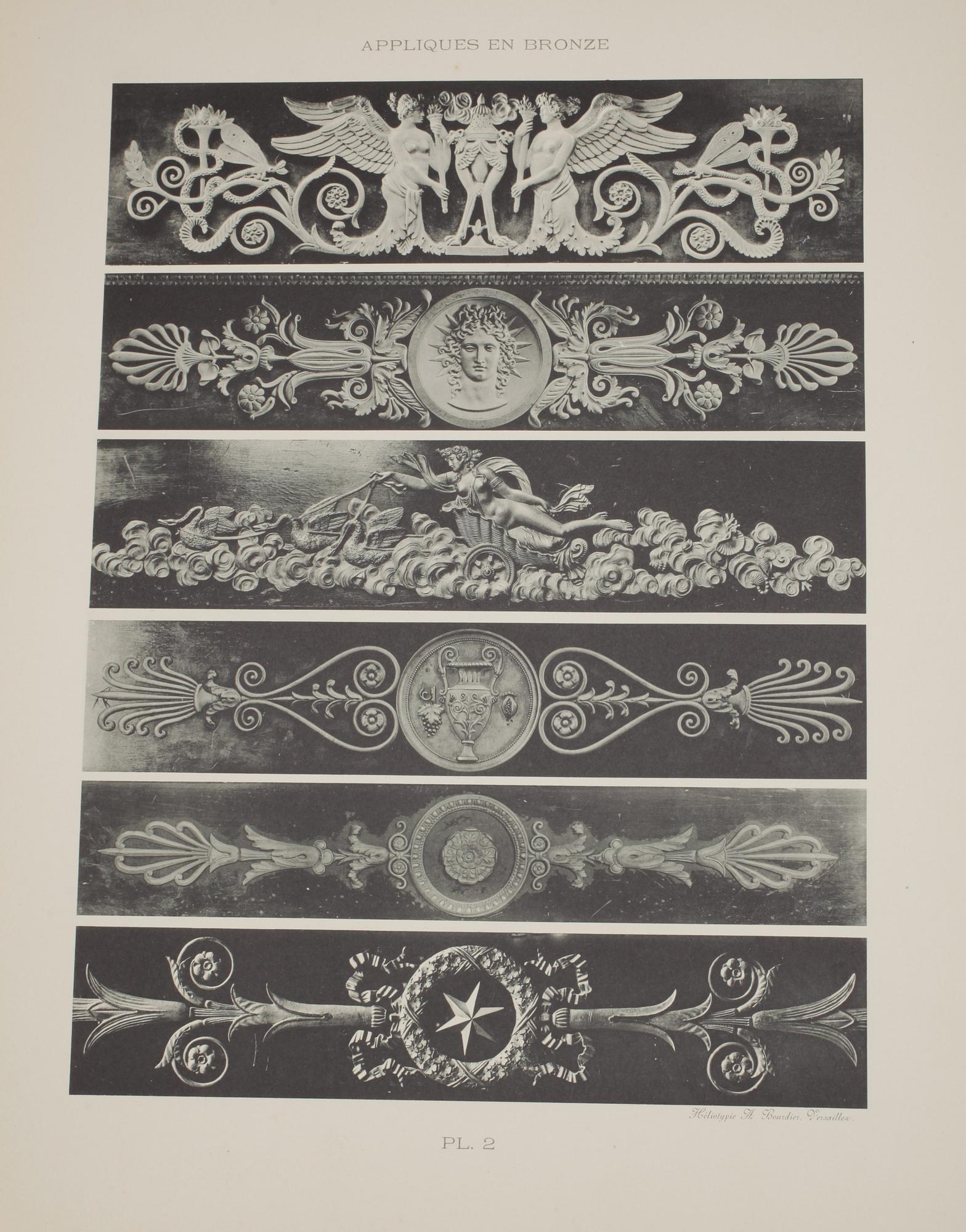 BOKMAPP MED 36 PLANSCHER, "Broze -Beschläge und-Verzierungen im Empire-Stil" utg. av Egon Hessling, Leipzig.
