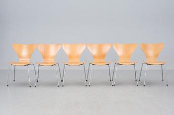STOLAR, 6 st, "Sjuan", Arne Jacobsen för Fritz Hansen.