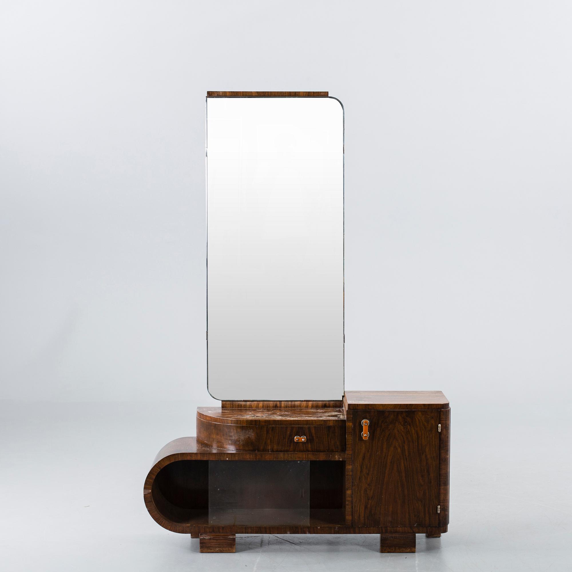 HALLMÖBEL MED SPEGEL/TOILETTBORD, 1900-talets första hälft art deco.