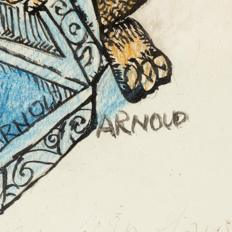 Hans Arnold, tusch och akryl, signerad.