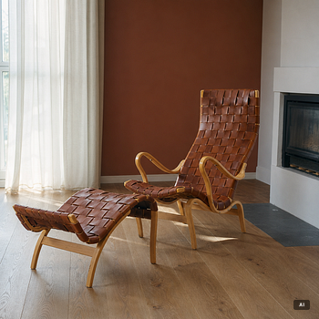 Bruno Mathsson, a 'Pernilla' easy chair with foot stool, Dux.