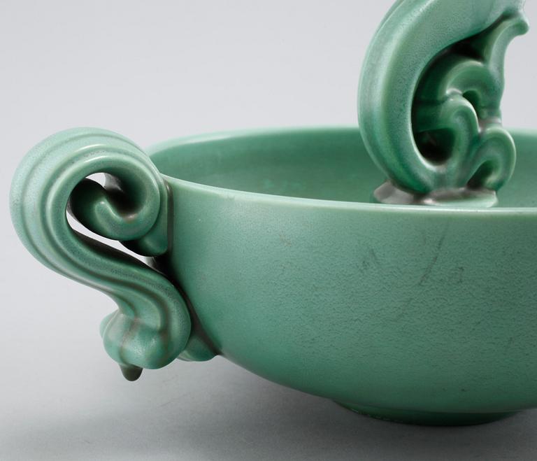 BLOMSTERHÅLLARE OCH LOCKASK, flintgods, Gefle, 1930/40-tal.