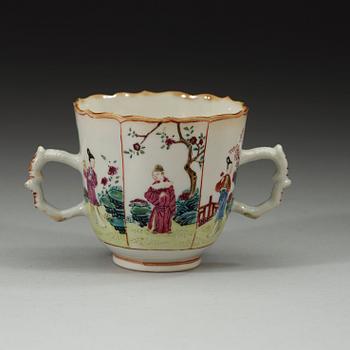 A famille rose chocolate cup with suacer, Qing dynasty Yongzheng (1723-35).