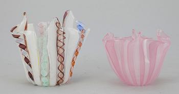 SKÅLAR, 2 st, glas, "Fazzoletto", Venini, Murano.