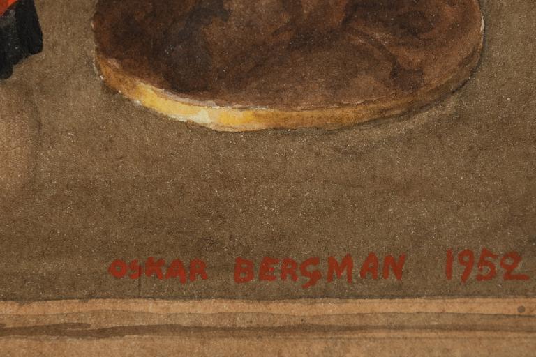 Oskar Bergman, akvarell, signerad och daterad 1952.