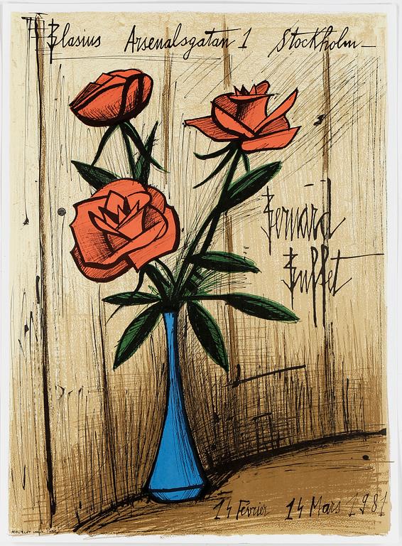 BERNARD BUFFET, färglitografi, 1981, tryckt av Mourlot, Paris.